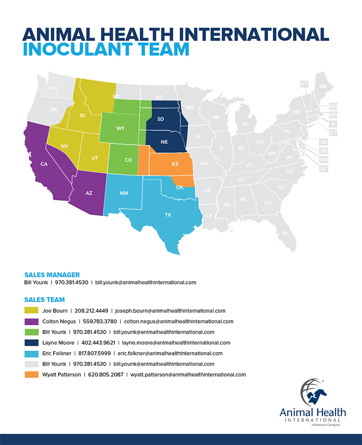 Territory map of AHI inoculant representatives