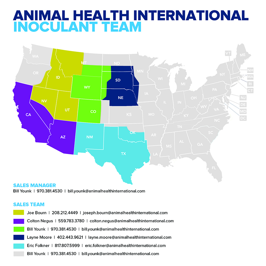 Territory map of AHI inoculant representatives